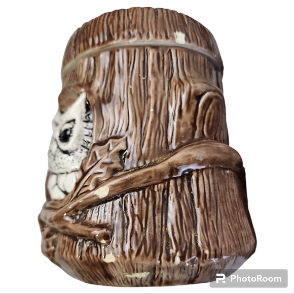 Vintage 1980 Owl Canister Set 2pc Double Sided With Acorn Pull Lids - Picture 11 of 11